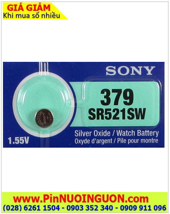 Sony SR521SW _Pin 379; Pin đồng hồ 1.55v Silver Oxide Sony SR521SW _Pin 379